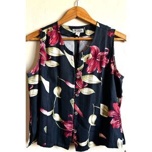 Tommy Bahama | Vintage Hawaiian Floral Silk Vest Women's Size Medium